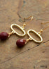 Boho Earrings, Dangle Earrings, Ellipse Red Jaspers